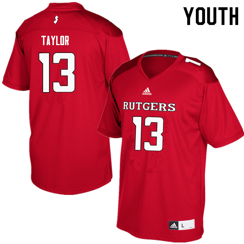 Youth #13 Prince Taylor Rutgers Scarlet Knights College Football Jerseys Sale-Red - Click Image to Close